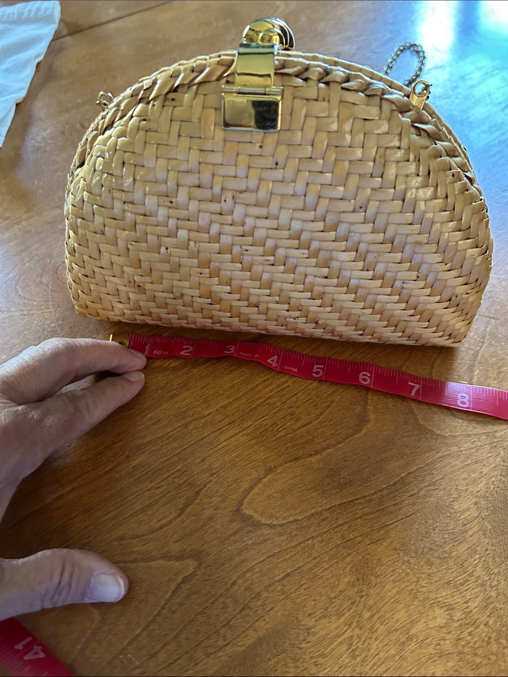 Vanessa Woven Straw Clutch Bag with Gold Accent - Natural - Picture 6 of 6